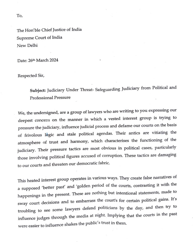 'A special group is putting pressure on the judiciary...', 600 lawyers including Harish Salve wrote a letter to CJI DY Chandrachud