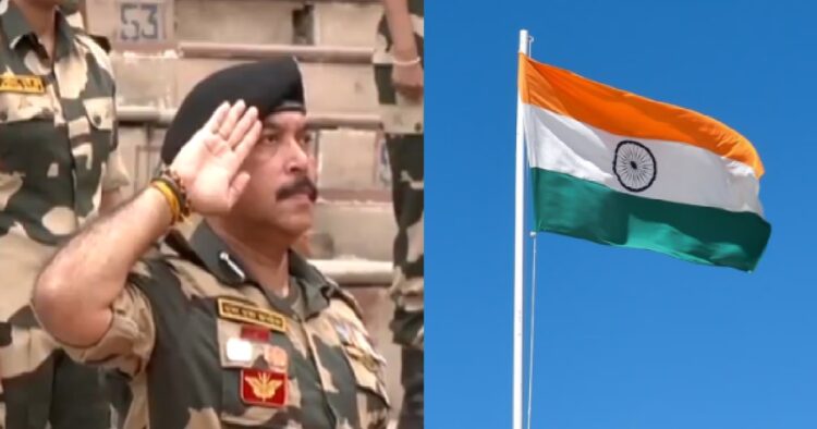 BSF के डीआईजी ने अटारी-वाघा बॉर्डर पर फहराया तिरंगा (H.S.)