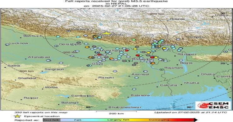 नेपाल में 6.1 तीव्रता का भूकंप