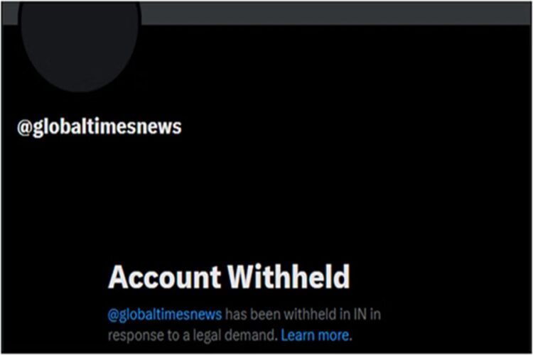 भारत में 'एक्स' पर चीनी अखबार Global Times का अकाउंट बंद, फेक न्यूज फैलाने पर कार्रवाई