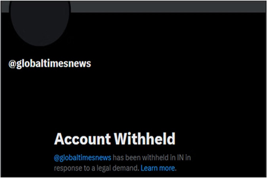 भारत में 'एक्स' पर चीनी अखबार Global Times का अकाउंट बंद, फेक न्यूज फैलाने पर कार्रवाई